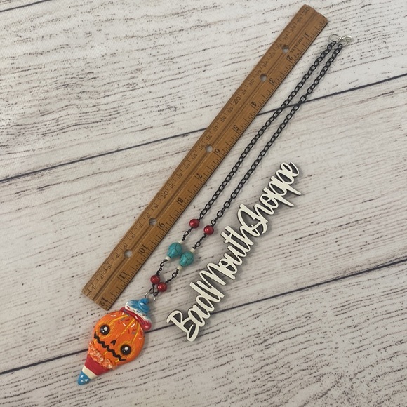 *Spookshow Babe Designs Eye Scream Pumpkin Cone July 4th Art Necklace - Picture 3 of 4